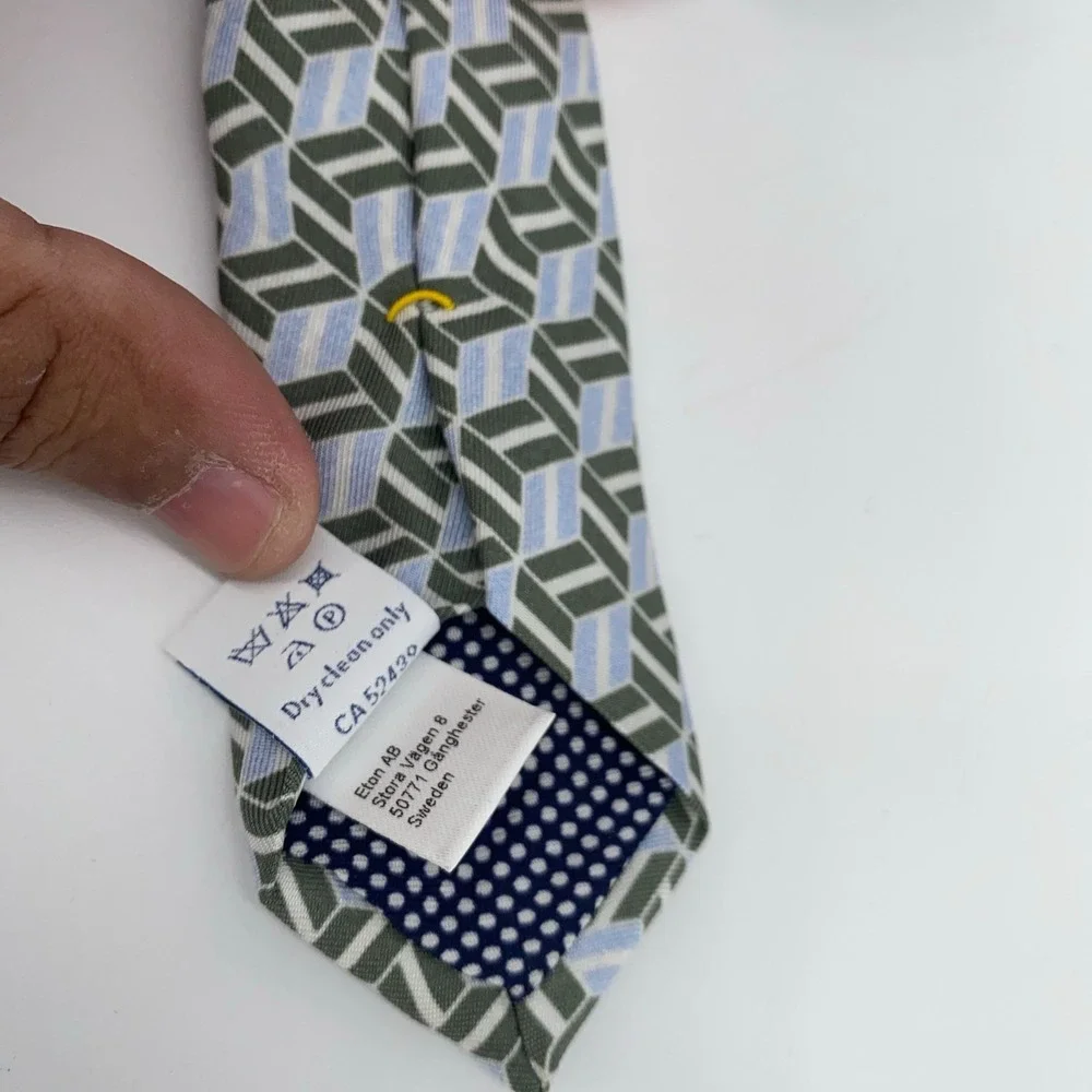 Eton Tie Mens One Size Multi Patterned Silk Classic‎ Luxury Necktie Italy Made